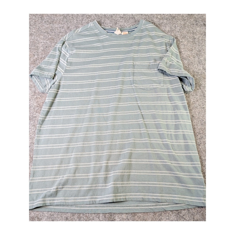 C&C California Mens Large Striped Pocket T-Shirt Sage Green Short Sleeve Tee